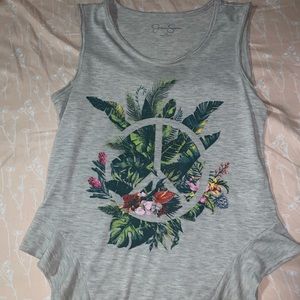 Flowy blouse with peace sign graphic